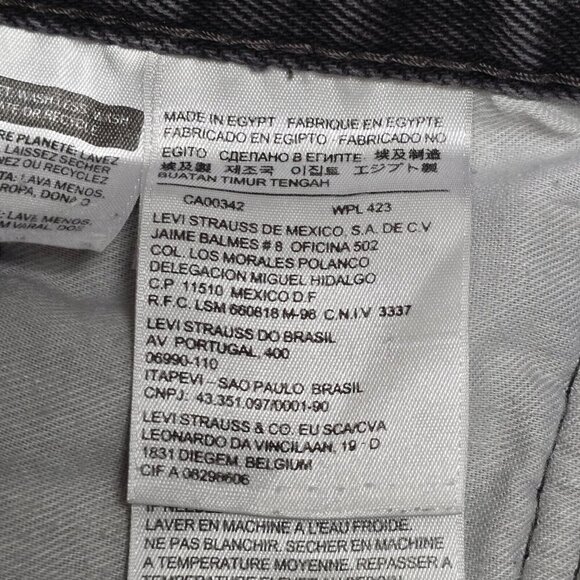 Levi’s 505 Jeans Mens 36x34 (Fits 34x31) Black Straight Denim‎ Grunge Streetwear - Picture 6 of 13